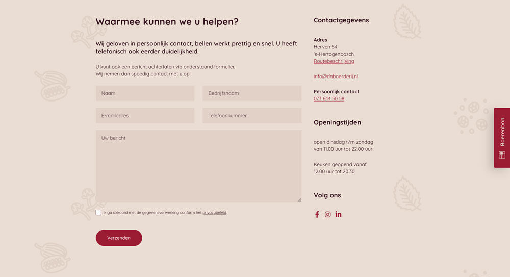 Website D'n Boerderij - Contact 01