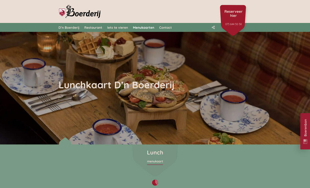 Website D'n Boerderij menu