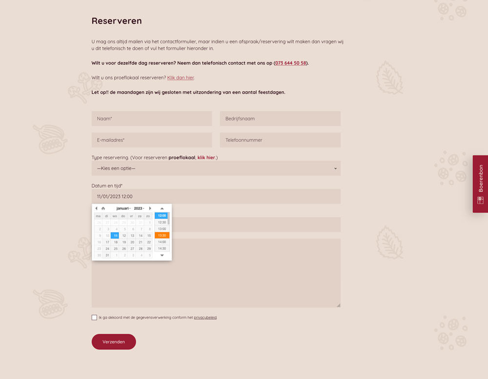 Website D'n Boerderij - Reserveren 02