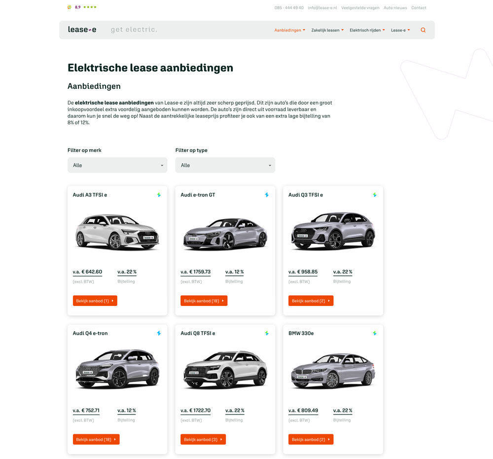 Website Lease-e - aanbod