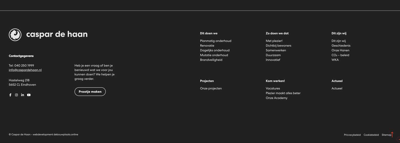 Klancase website Caspar de Haan - footer