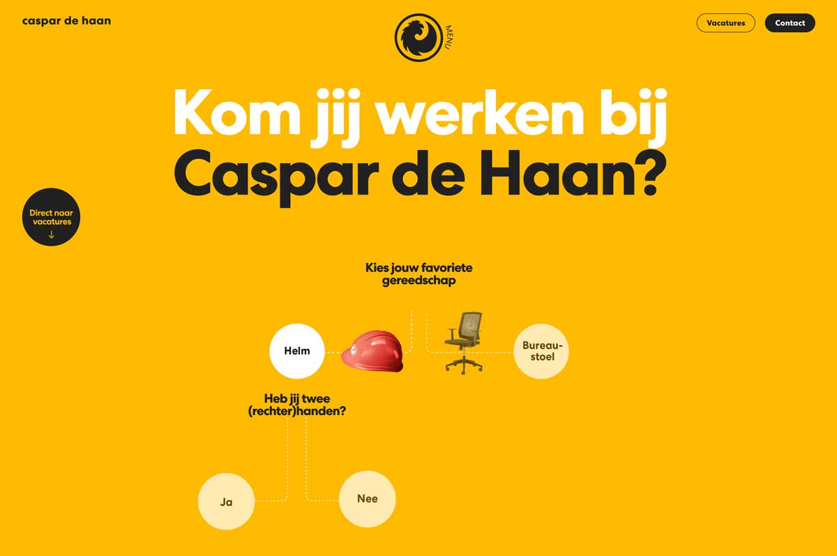Klancase website Caspar de Haan - Werken bij