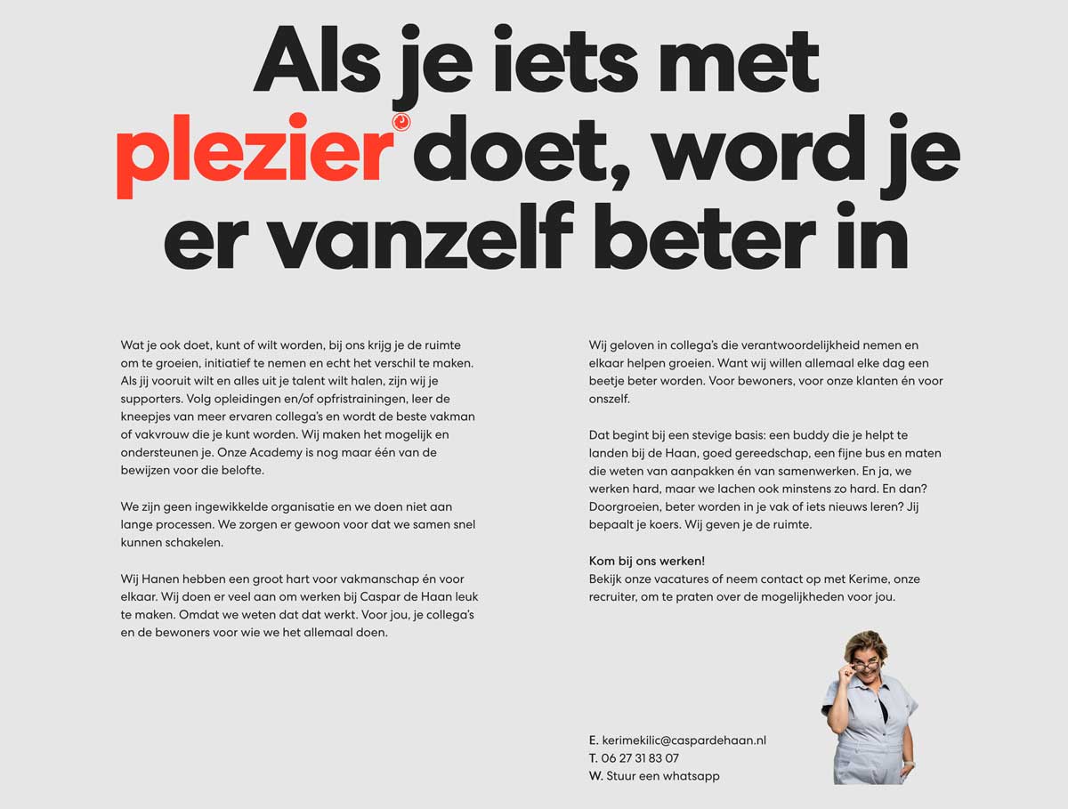 Klancase website Caspar de Haan - Werken bij