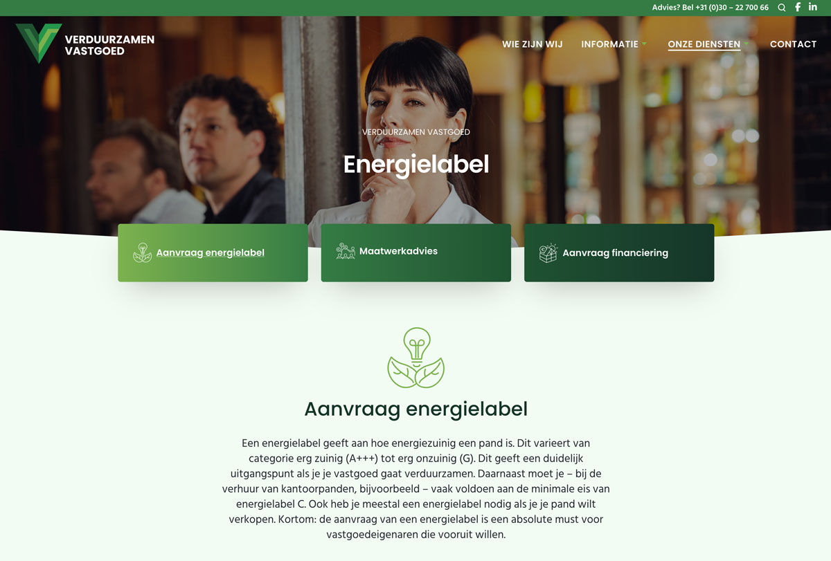 Webdesign en development website Verduurzamen Vastgoed
