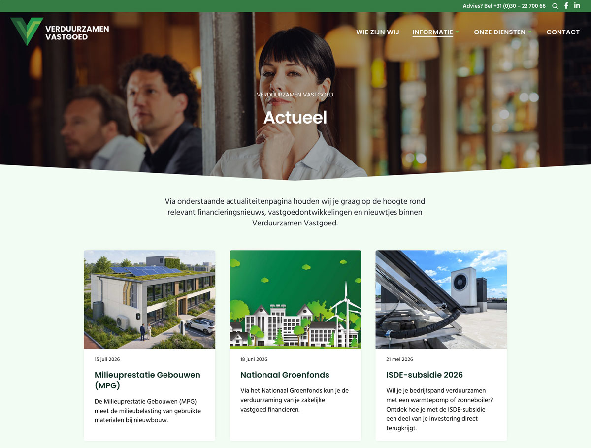 Webdesign en development website Verduurzamen Vastgoed
