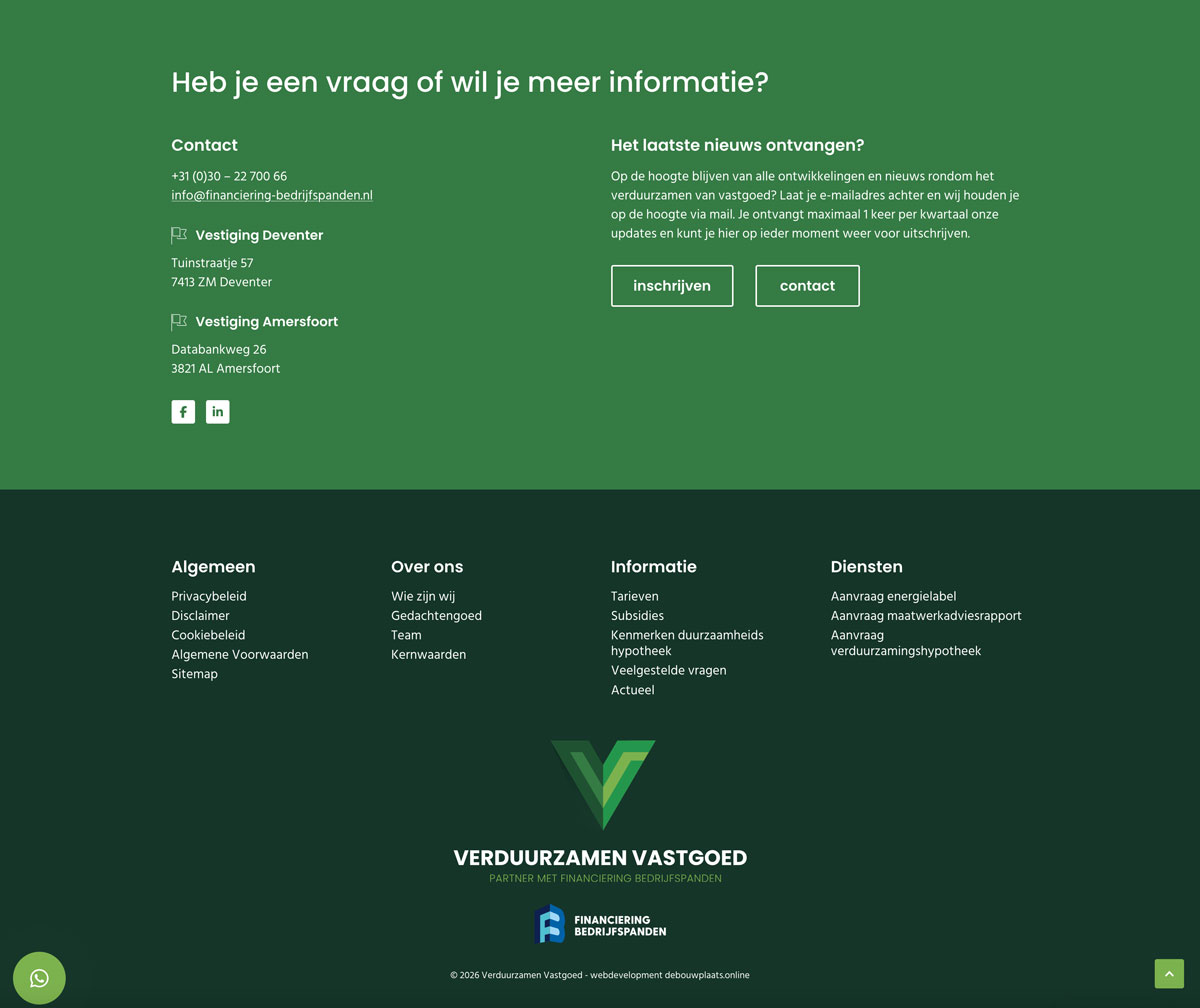 Webdesign en development website Verduurzamen Vastgoed