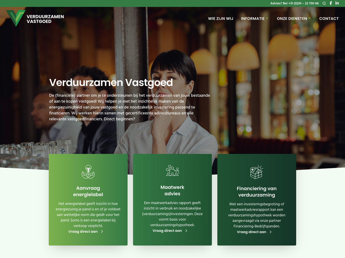 Webdesign en development website Verduurzamen Vastgoed