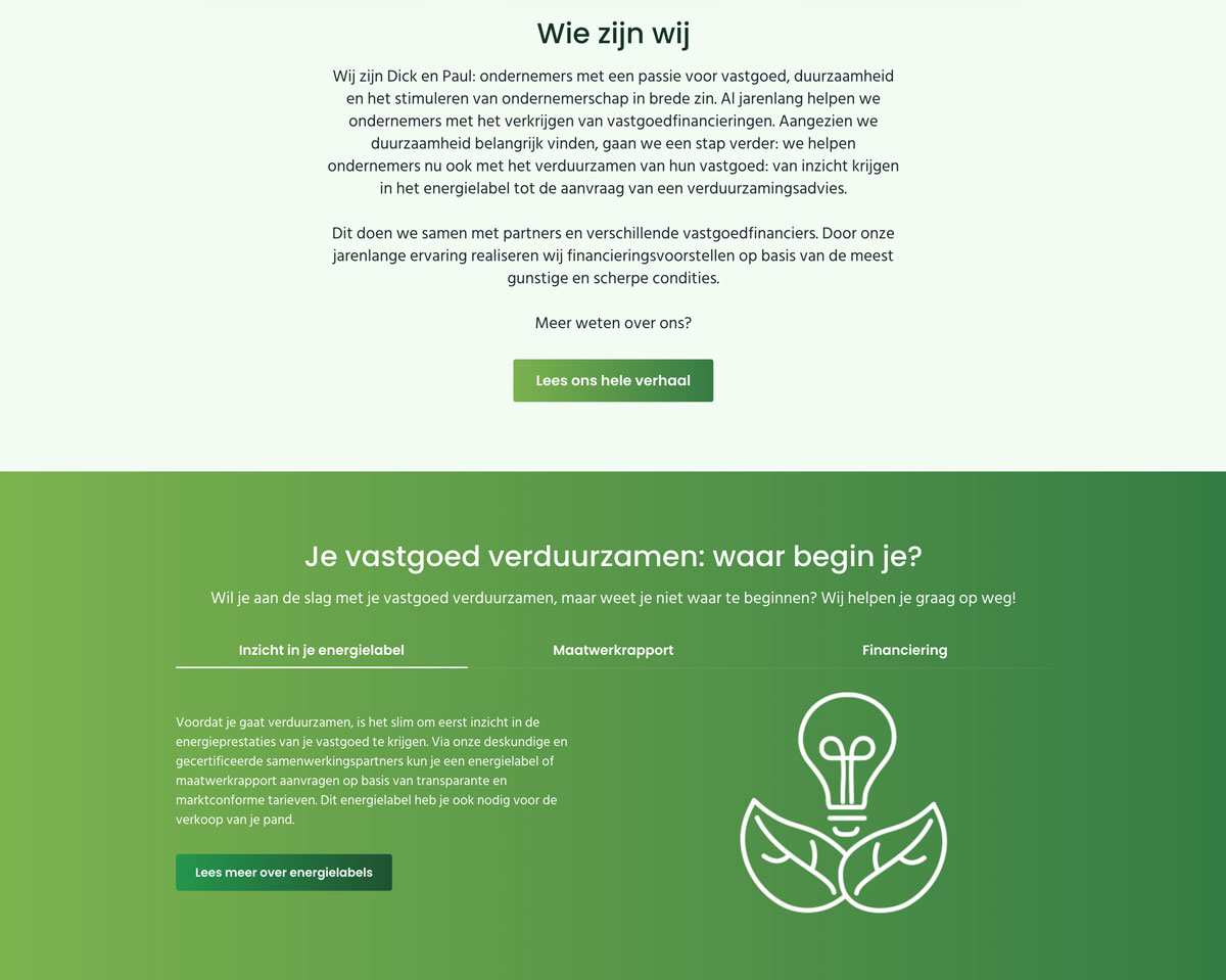 Webdesign en development website Verduurzamen Vastgoed