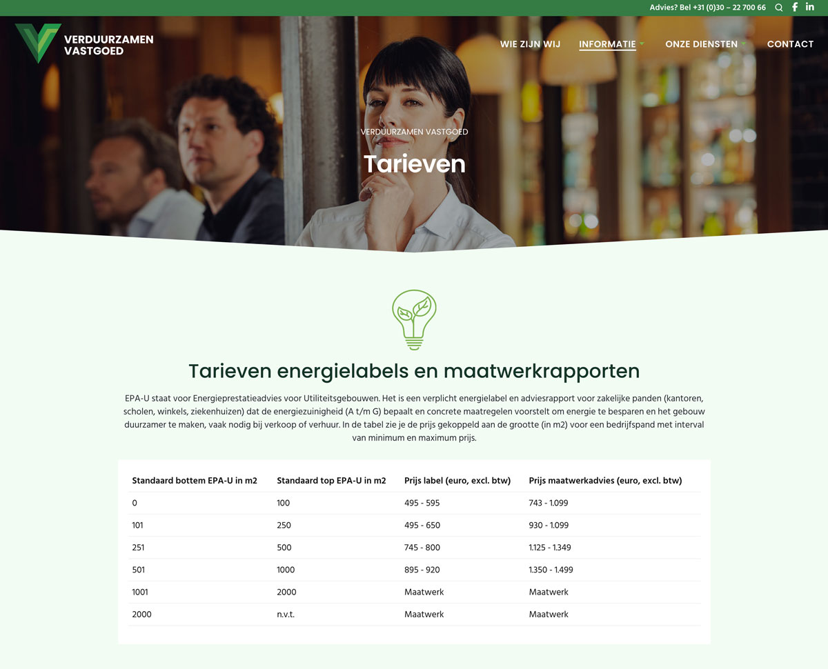 Webdesign en development website Verduurzamen Vastgoed