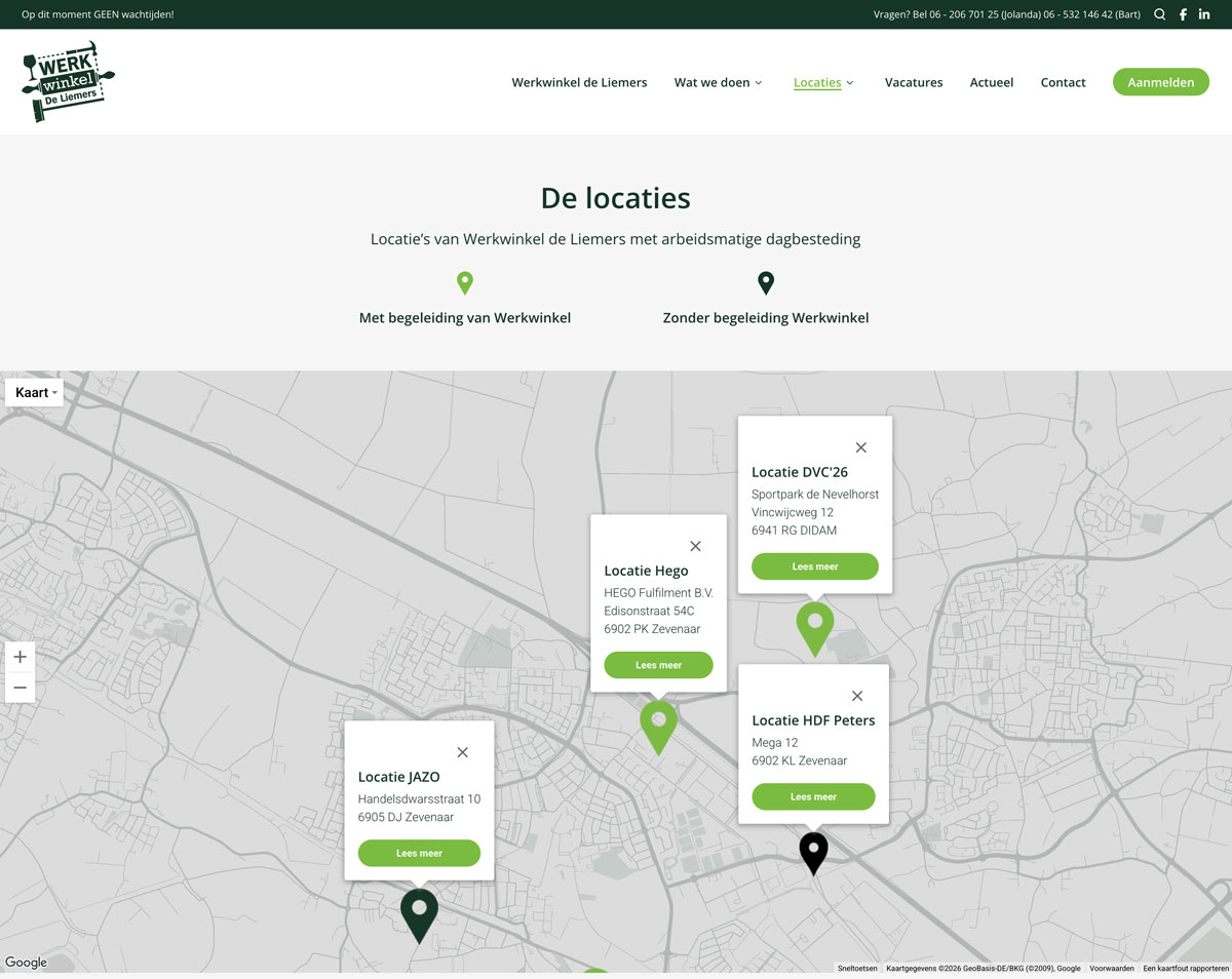 Webdesign en development website Werkwinkel de Liemers